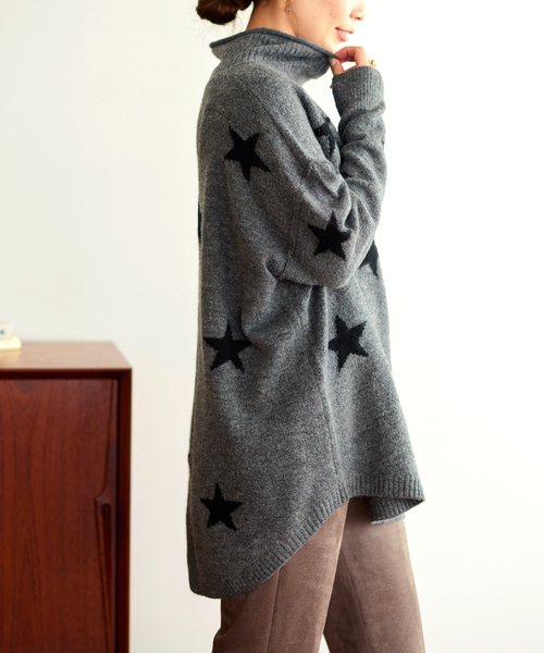 B.C STOCK（ベーセーストック）の「≪WEB限定≫ 星柄ニット プルオーバー*（ニット/セーター・レディース・ベージュ/ブラック/チャコールグレー・FREE）」の14枚目の写真