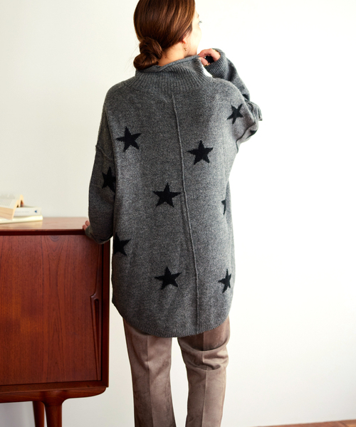 B.C STOCK（ベーセーストック）の「≪WEB限定≫ 星柄ニット プルオーバー*（ニット/セーター・レディース・ベージュ/ブラック/チャコールグレー・FREE）」の15枚目の写真