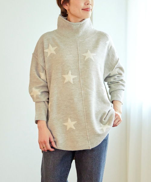 B.C STOCK（ベーセーストック）の「≪WEB限定≫ 星柄ニット プルオーバー*（ニット/セーター・レディース・ベージュ/ブラック/チャコールグレー・FREE）」の18枚目の写真