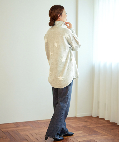 B.C STOCK（ベーセーストック）の「≪WEB限定≫ 星柄ニット プルオーバー*（ニット/セーター・レディース・ベージュ/ブラック/チャコールグレー・FREE）」の20枚目の写真