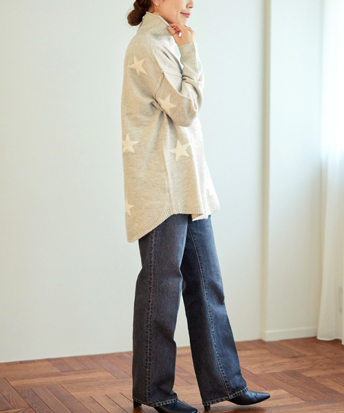 B.C STOCK（ベーセーストック）の「≪WEB限定≫ 星柄ニット プルオーバー*（ニット/セーター・レディース・ベージュ/ブラック/チャコールグレー・FREE）」の22枚目の写真