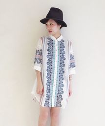Another Edition | ローンクロスステッチシャツワンピース/AEBC LAWN ｸﾛｽｽﾃｯﾁ SH OP(シャツワンピース)