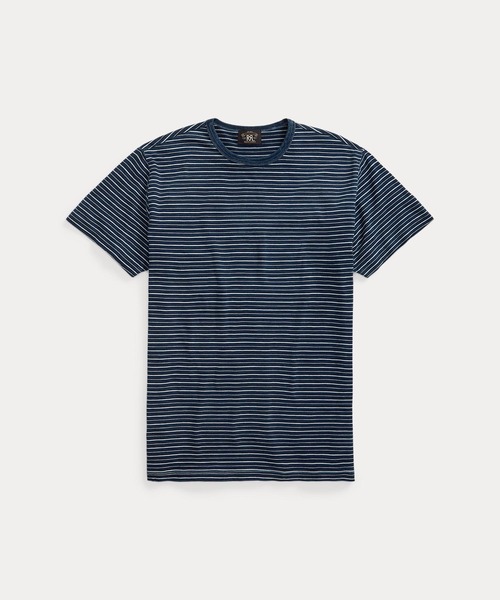 新品 RRL ダブルアールエル インディゴ ポルカドット バンドカラーシャツ L ダブルアールエル) RRL 本藍染め ポルカドット ワークシャツ