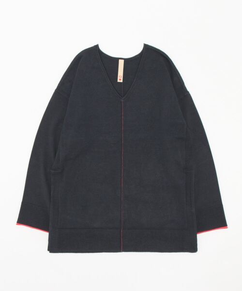 Q（キュー）の「サイドスリットVネックニット（ニット/セーター・レディース・ラベンダー/チャコールグレー・MEDIUM）」の11枚目の写真