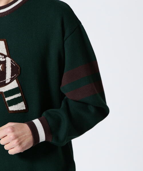 AVIREX（アヴィレックス）の「【WEB&DEPOT限定】COLLEGE LINE KNIT / カレッジ ライン ニット / AVIREX / アヴィレックス（ニット/セーター・レディース・ブラック/その他6/ダークグリーン系・L/M/XL）」の15枚目の写真