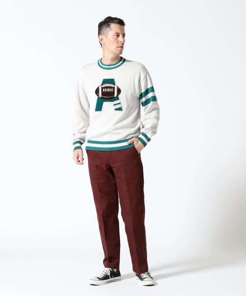 AVIREX（アヴィレックス）の「【WEB&DEPOT限定】COLLEGE LINE KNIT / カレッジ ライン ニット / AVIREX / アヴィレックス（ニット/セーター・レディース・ブラック/その他6/ダークグリーン系・L/M/XL）」の6枚目の写真