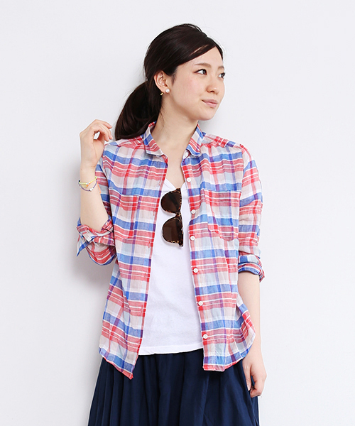 B:MING by BEAMS（ビーミングバイビームス）の「ビーミング by ビームス / シアーシャツ（シャツ/ブラウス・レディース・オフホワイト/グレー/レッド/ブルー・MEDIUM/SMALL）」の4枚目の写真