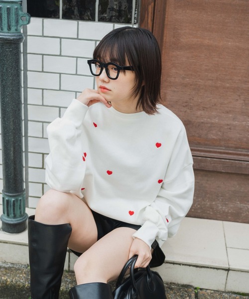 WEGO(ウィゴー)の「WEGO/総柄刺繍スウェット(スウェット・レディース・ブラック/グレー系その他/ブルー/ホワイト/パープル/杢グレー・FREE)」の8枚目の写真