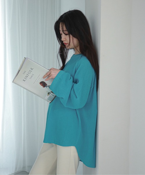 feepur（フェピュール）の「【ハンドウォッシャブル】サーマルライクオーバーニット（ニット/セーター・レディース・オレンジ/ブルー/ブラック/オフホワイト/ピンク・MEDIUM）」の10枚目の写真