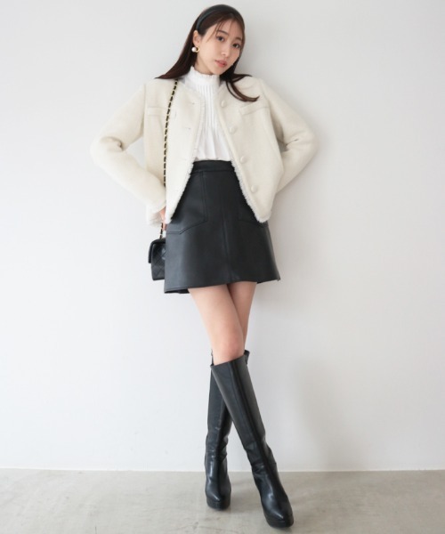 AMBIENT（アンビエント）の「アウトポケットレザーミニスカート（スカート・レディース・アイボリー/ブラック/グレー・S/M）」の13枚目の写真