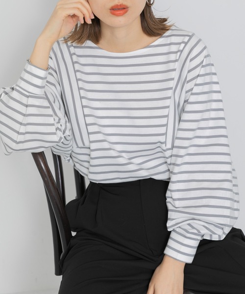 URBAN RESEARCH Sonny Label(アーバンリサーチサニーレーベル)の「パターンボーダードルマンプルオーバー(Tシャツ/カットソー・レディース・ブラック/ミント/グレー・FREE)」の3枚目の写真