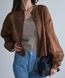 Chaco closet | シアースタンドカラーショート丈シャツ(シャツ/ブラウス)