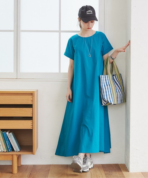 ANGIE（アンジー）の「コットンAラインマキシワンピース（ワンピース・レディース・ネイビー/レッド/ブラック/ブルーグリーン/ブラウン/ブルー・FREE）」の8枚目の写真