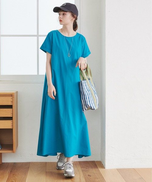 ANGIE（アンジー）の「コットンAラインマキシワンピース（ワンピース・レディース・ネイビー/レッド/ブラック/ブルーグリーン/ブラウン/ブルー・FREE）」の9枚目の写真