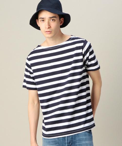 BEAUTY&YOUTH UNITED ARROWS（ビューティーアンドユースユナイテッドアローズ）の「BY ミスト ボーダー ボートネック Tシャツ◆（Tシャツ/カットソー・メンズ・ネイビー/グレー・SMALL/MEDIUM/LARGE/X-LARGE）」の3枚目の写真