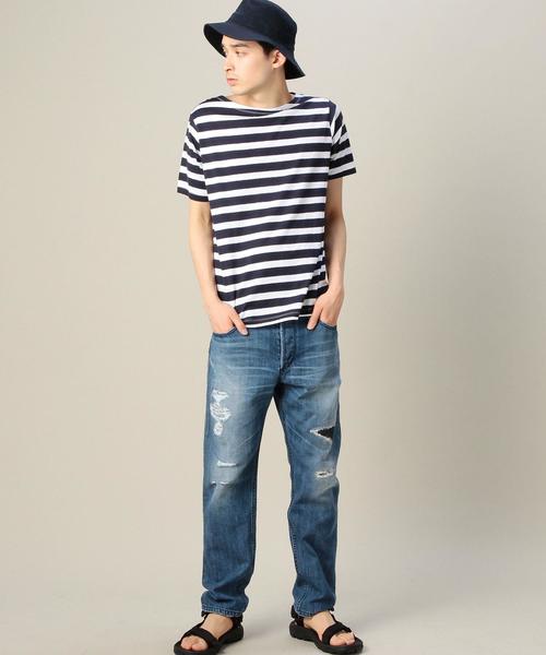 BEAUTY&YOUTH UNITED ARROWS（ビューティーアンドユースユナイテッドアローズ）の「BY ミスト ボーダー ボートネック Tシャツ◆（Tシャツ/カットソー・メンズ・ネイビー/グレー・SMALL/MEDIUM/LARGE/X-LARGE）」の5枚目の写真