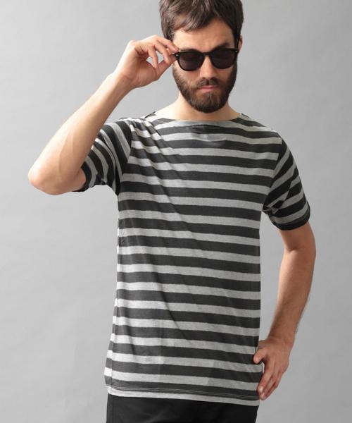 BEAUTY&YOUTH UNITED ARROWS（ビューティーアンドユースユナイテッドアローズ）の「BY ミスト ボーダー ボートネック Tシャツ◆（Tシャツ/カットソー・メンズ・ネイビー/グレー・SMALL/MEDIUM/LARGE/X-LARGE）」の14枚目の写真
