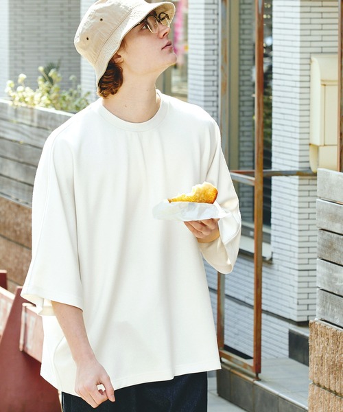 EMMA CLOTHES(エマクローズ)の「スモーキーポンチ ルーズドルマンカットソー EMMA CLOTHES(Tシャツ/カットソー・メンズ・ブラック/オリーブ/グレイッシュベージュ/アイボリー/ブルーグレー/イエロー・M/L)」の8枚目の写真