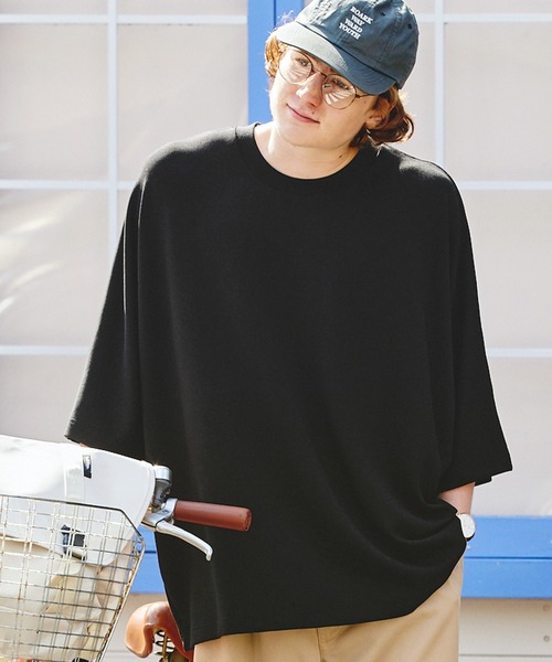 EMMA CLOTHES(エマクローズ)の「スモーキーポンチ ルーズドルマンカットソー EMMA CLOTHES(Tシャツ/カットソー・メンズ・ブラック/オリーブ/グレイッシュベージュ/アイボリー/ブルーグレー/イエロー・M/L)」の10枚目の写真
