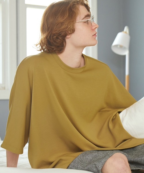 EMMA CLOTHES(エマクローズ)の「スモーキーポンチ ルーズドルマンカットソー EMMA CLOTHES(Tシャツ/カットソー・メンズ・ブラック/オリーブ/グレイッシュベージュ/アイボリー/ブルーグレー/イエロー・M/L)」の17枚目の写真