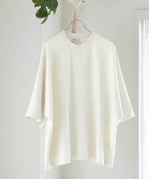 EMMA CLOTHES(エマクローズ)の「スモーキーポンチ ルーズドルマンカットソー EMMA CLOTHES(Tシャツ/カットソー・メンズ・ブラック/オリーブ/グレイッシュベージュ/アイボリー/ブルーグレー/イエロー・M/L)」の18枚目の写真