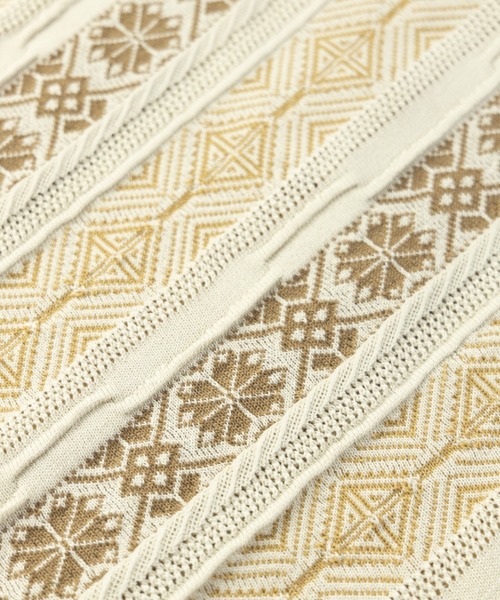 NYLAUS（ナイラス）の「レトロジャガードストライプ ビッグニットポロシャツ（ポロシャツ・メンズ・オフホワイト/ブルー/グリーン・M/L）」の11枚目の写真