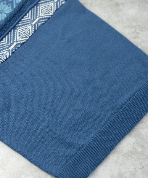 NYLAUS（ナイラス）の「レトロジャガードストライプ ビッグニットポロシャツ（ポロシャツ・メンズ・オフホワイト/ブルー/グリーン・M/L）」の6枚目の写真