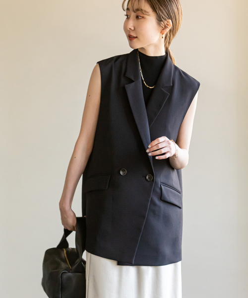 ⭐︎未使用新品⭐︎Nobleロングベントジレ/ノースリーブ ベスト ダブルボタン ⭐︎未使用新品⭐︎Nobleロングベントジレ/ノースリーブ ベスト