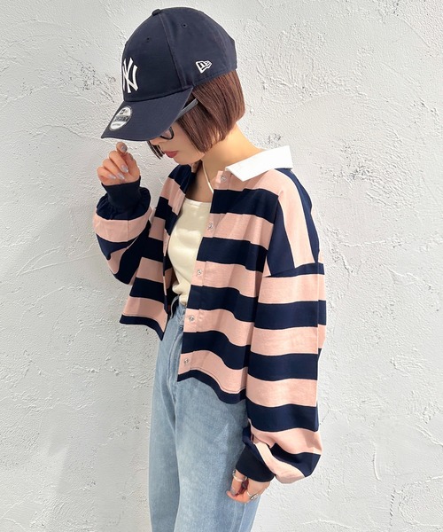 apres jour mignon(アプレジュールミニョン)の「ラガーシャツカーディガン【ZOZOTOWN限定アイテム】(カーディガン/ボレロ・レディース・ピンク/ネイビー/アイボリー・フリー/X-LARGE)」の20枚目の写真