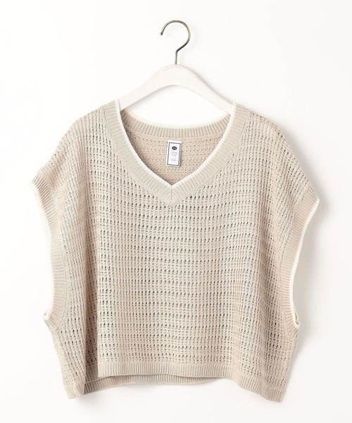 179/WG（イチナナキュウダブルジー）の「透かし編みラインベスト（ベスト・レディース・オフホワイト/ネイビー/ベージュ・FREE）」の13枚目の写真