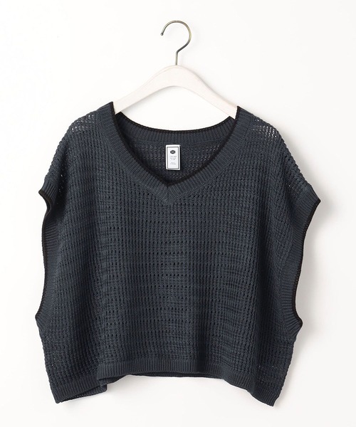 179/WG（イチナナキュウダブルジー）の「透かし編みラインベスト（ベスト・レディース・オフホワイト/ネイビー/ベージュ・FREE）」の10枚目の写真