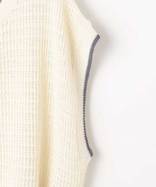 179/WG（イチナナキュウダブルジー）の「透かし編みラインベスト（ベスト・レディース・オフホワイト/ネイビー/ベージュ・FREE）」の12枚目の写真