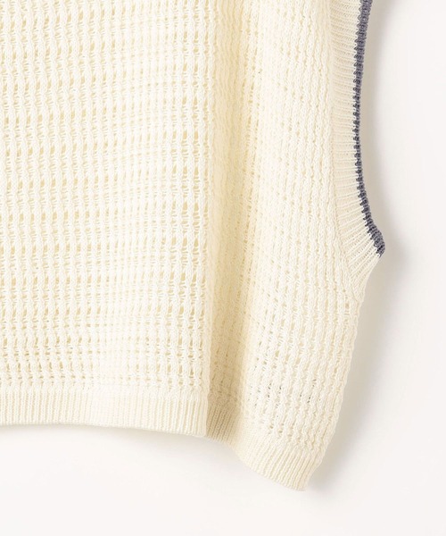 179/WG（イチナナキュウダブルジー）の「透かし編みラインベスト（ベスト・レディース・オフホワイト/ネイビー/ベージュ・FREE）」の9枚目の写真