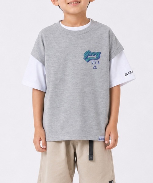 GERRY（ジェリー）の「【30】〔GERRY/ジェリー〕ミニ裏毛 クルーネック プリント半袖スウェット（Tシャツ/カットソー・キッズ・ネイビー/ブルー/杢グレー/ダークグレー/ブラック/ブルー系その他・130/150/140/160）」の4枚目の写真
