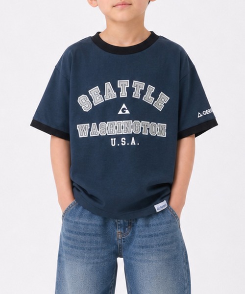 GERRY（ジェリー）の「【30】〔GERRY/ジェリー〕ミニ裏毛 クルーネック プリント半袖スウェット（Tシャツ/カットソー・キッズ・ネイビー/ブルー/杢グレー/ダークグレー/ブラック/ブルー系その他・130/150/140/160）」の5枚目の写真