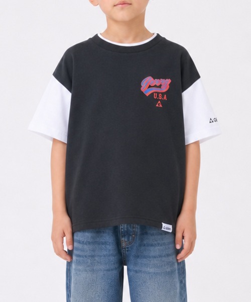 GERRY（ジェリー）の「【30】〔GERRY/ジェリー〕ミニ裏毛 クルーネック プリント半袖スウェット（Tシャツ/カットソー・キッズ・ネイビー/ブルー/杢グレー/ダークグレー/ブラック/ブルー系その他・130/150/140/160）」の3枚目の写真
