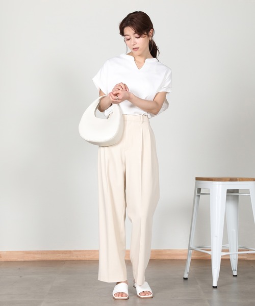 aity（アイティ）の「ヘンリーネックノースリーブ（Tシャツ/カットソー・レディース・パープル/チャコール/モカ/ブラック/アイボリー/ワイン・M）」の11枚目の写真