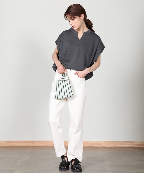 aity（アイティ）の「ヘンリーネックノースリーブ（Tシャツ/カットソー・レディース・パープル/チャコール/モカ/ブラック/アイボリー/ワイン・M）」の21枚目の写真