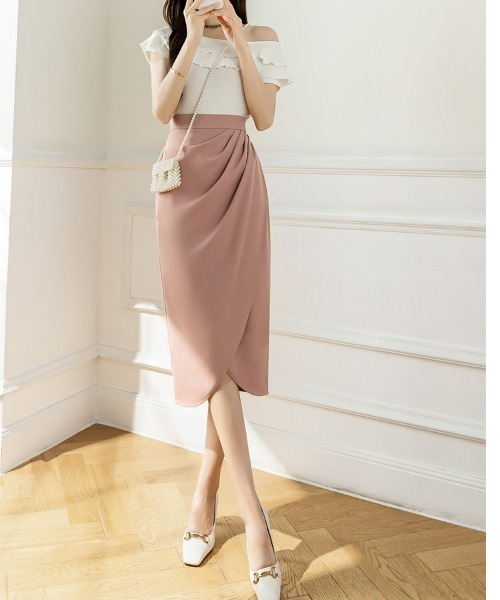 AMAJI（アマジ）の「ハイウエストスリットワンステップスカート（スカート・レディース・アイボリー/ピンク/ブラック・LARGE/MEDIUM/SMALL）」の3枚目の写真