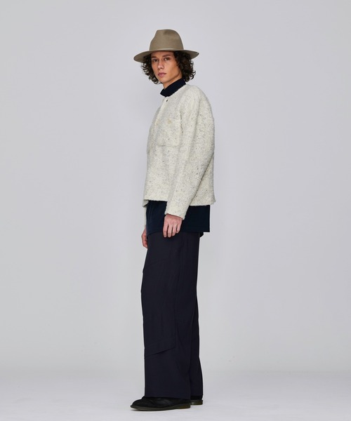 Iroquois（イロコイ）の「IROQUOIS イロコイ / 5G LOOP TWEED CD ループツイードニットカーディガン / 277204（カーディガン/ボレロ・メンズ・オフホワイト/ブラック・1/2/3）」の4枚目の写真