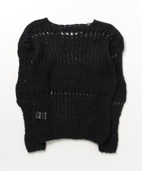 TheOpen Product(ザオープンプロダクト)の「THE OPEN PRODUCT/IRREGULAR NETTED SWEATER/GTO223KT005(ニット/セーター・レディース・ブラック/オフホワイト・1)」の3枚目の写真