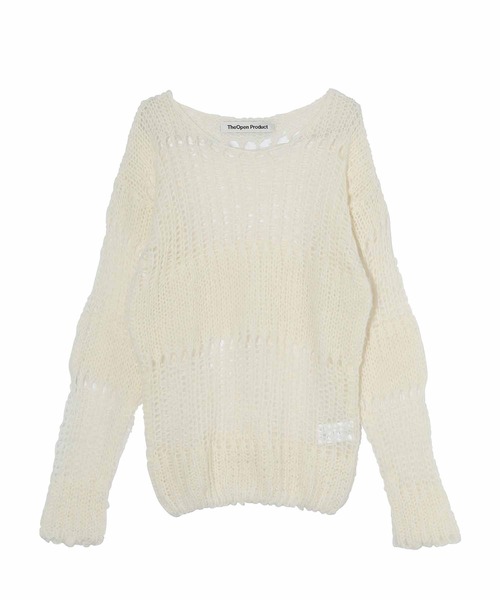 TheOpen Product(ザオープンプロダクト)の「THE OPEN PRODUCT/IRREGULAR NETTED SWEATER/GTO223KT005(ニット/セーター・レディース・ブラック/オフホワイト・1)」の16枚目の写真
