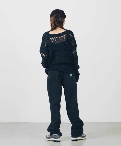 TheOpen Product(ザオープンプロダクト)の「THE OPEN PRODUCT/IRREGULAR NETTED SWEATER/GTO223KT005(ニット/セーター・レディース・ブラック/オフホワイト・1)」の5枚目の写真