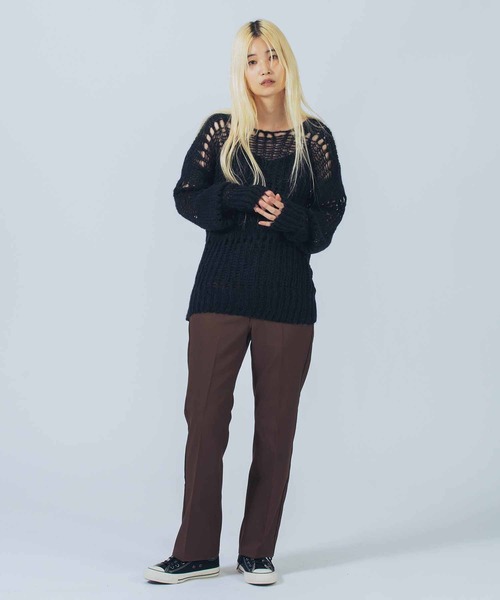 TheOpen Product(ザオープンプロダクト)の「THE OPEN PRODUCT/IRREGULAR NETTED SWEATER/GTO223KT005(ニット/セーター・レディース・ブラック/オフホワイト・1)」の11枚目の写真