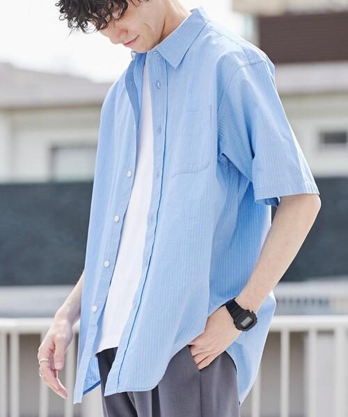 coen（コーエン）の「強撚ブロードストライプレギュラーカラーシャツ（シャツ/ブラウス・メンズ・ライトブルー/ホワイト・XL/L/M/S）」の7枚目の写真