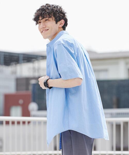 coen（コーエン）の「強撚ブロードストライプレギュラーカラーシャツ（シャツ/ブラウス・メンズ・ライトブルー/ホワイト・XL/L/M/S）」の9枚目の写真