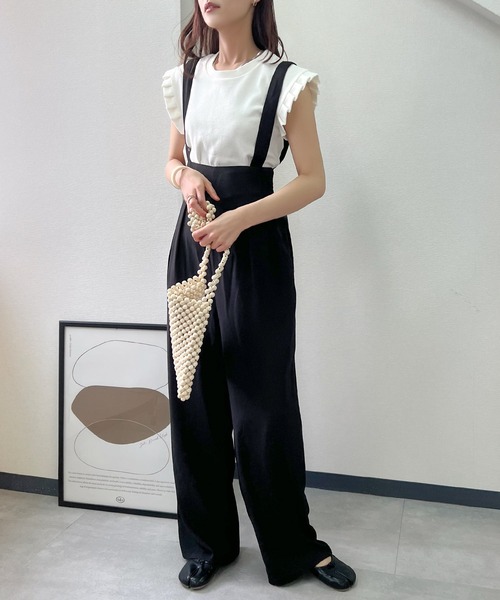 Isn't She?（イズントシー）の「無地orドットオールインワン（つなぎ/オールインワン・レディース・ドット/ブラック・M）」の2枚目の写真