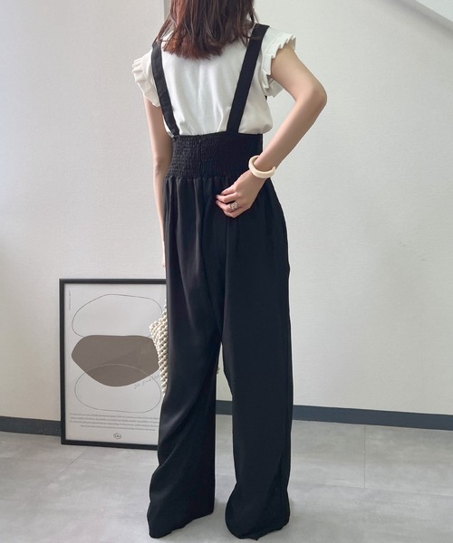 Isn't She?（イズントシー）の「無地orドットオールインワン（つなぎ/オールインワン・レディース・ドット/ブラック・M）」の4枚目の写真