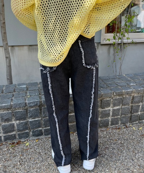 nemne store(ネンネストア)の「《Delfy》【低身長用サイズあり】フリンジストレートデニムパンツ(デニムパンツ・レディース・ライトブルー/ブルー/ブラック/アイボリー/ピンク/グレー・SMALL/MEDIUM)」の13枚目の写真
