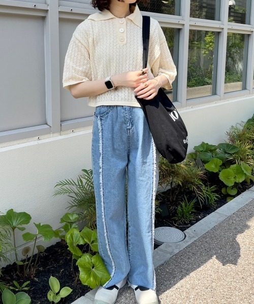 nemne store(ネンネストア)の「《Delfy》【低身長用サイズあり】フリンジストレートデニムパンツ(デニムパンツ・レディース・ライトブルー/ブルー/ブラック/アイボリー/ピンク/グレー・SMALL/MEDIUM)」の18枚目の写真